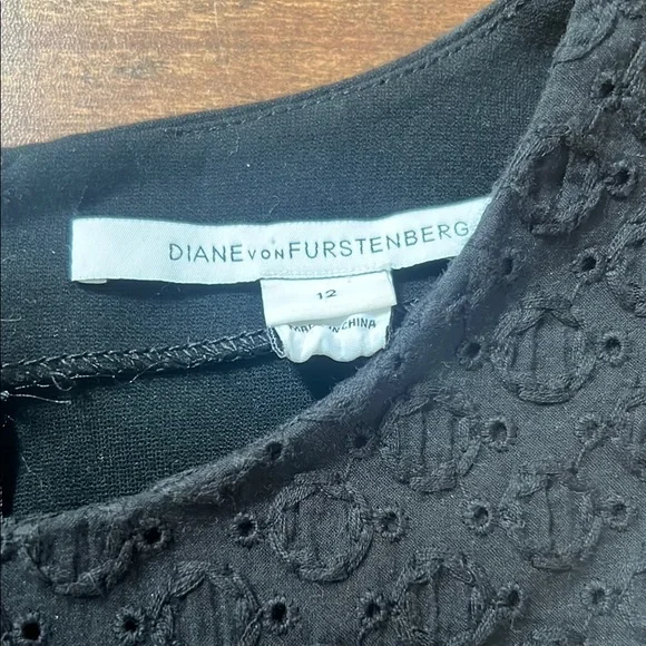 Diane Von Furstenberg Black Eyelet Dress - Picture 2 of 7